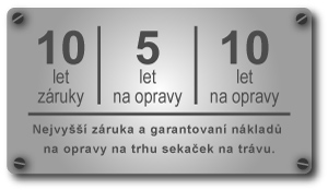 Nejlepší záruka na trhu sekaček na trávu.